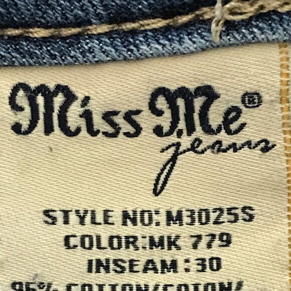 Miss Me Skinny Jeans Women 27 Blue Mid Rise Floral Rhinestone Medium Wash 16323 - Picture 13 of 15